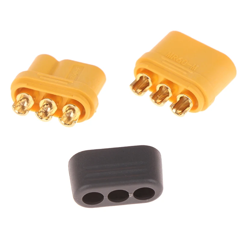 1Pair Amass MR60 Plug 3.5mm 3 Core Connector T Plug Interface Connector Sheathed With Protector Cover For RC Model