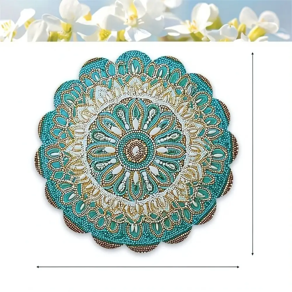 Lace Edge Linen Placemat Modern Printed Dining Table Mat Heat Resistant Washable Kitchen Desk Pad Home Kitchen Decor