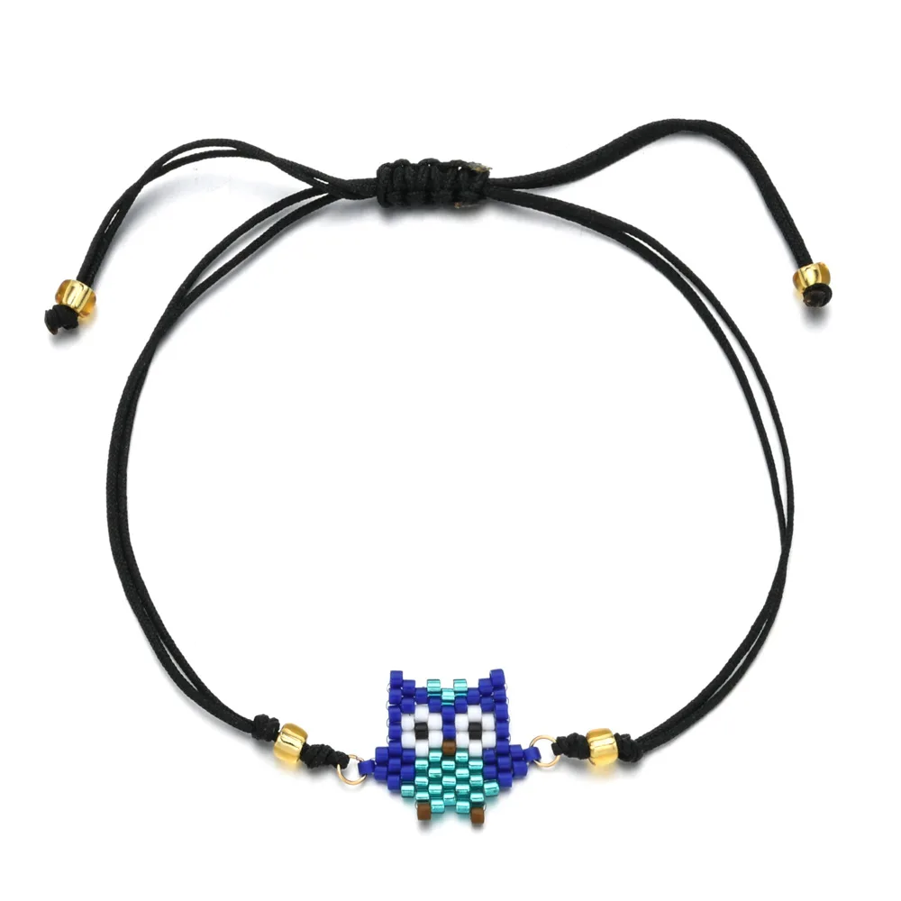 ZGMXR Rice bead bracelet Creativity Owl Bohemia Pattern Adjustable Hand weaving Female Fashion Simplicity Beaded bracelet
