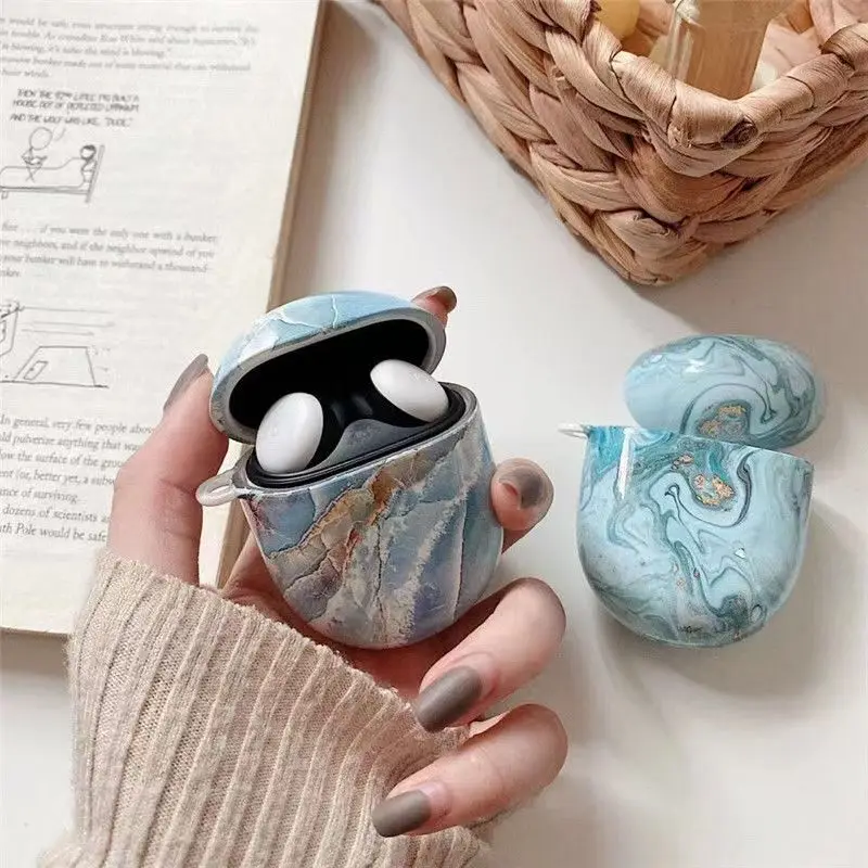 Creatività custodia protettiva per cuffie senza fili per PC rigido con motivo in marmo/fiore/leopardo per Google Pixel Buds 2