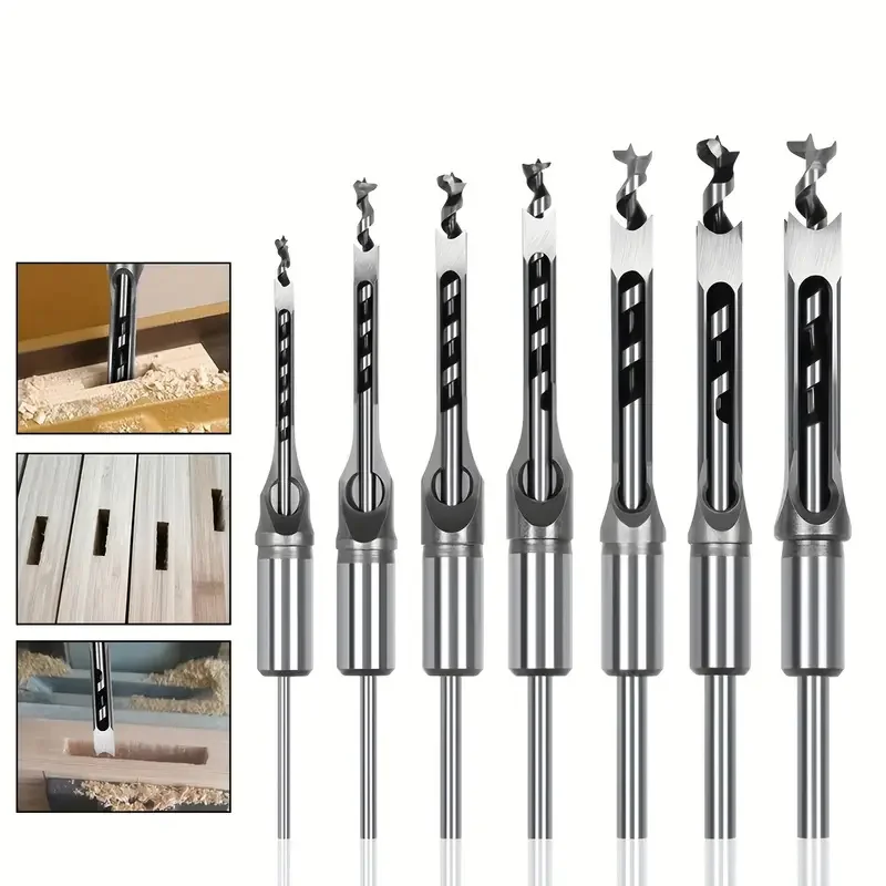 1PC Square Hole Drill Bit Auger Bit Steel Mortising Drilling Craving Square Hole Extended Drill Hole Opener Woodworking Tools