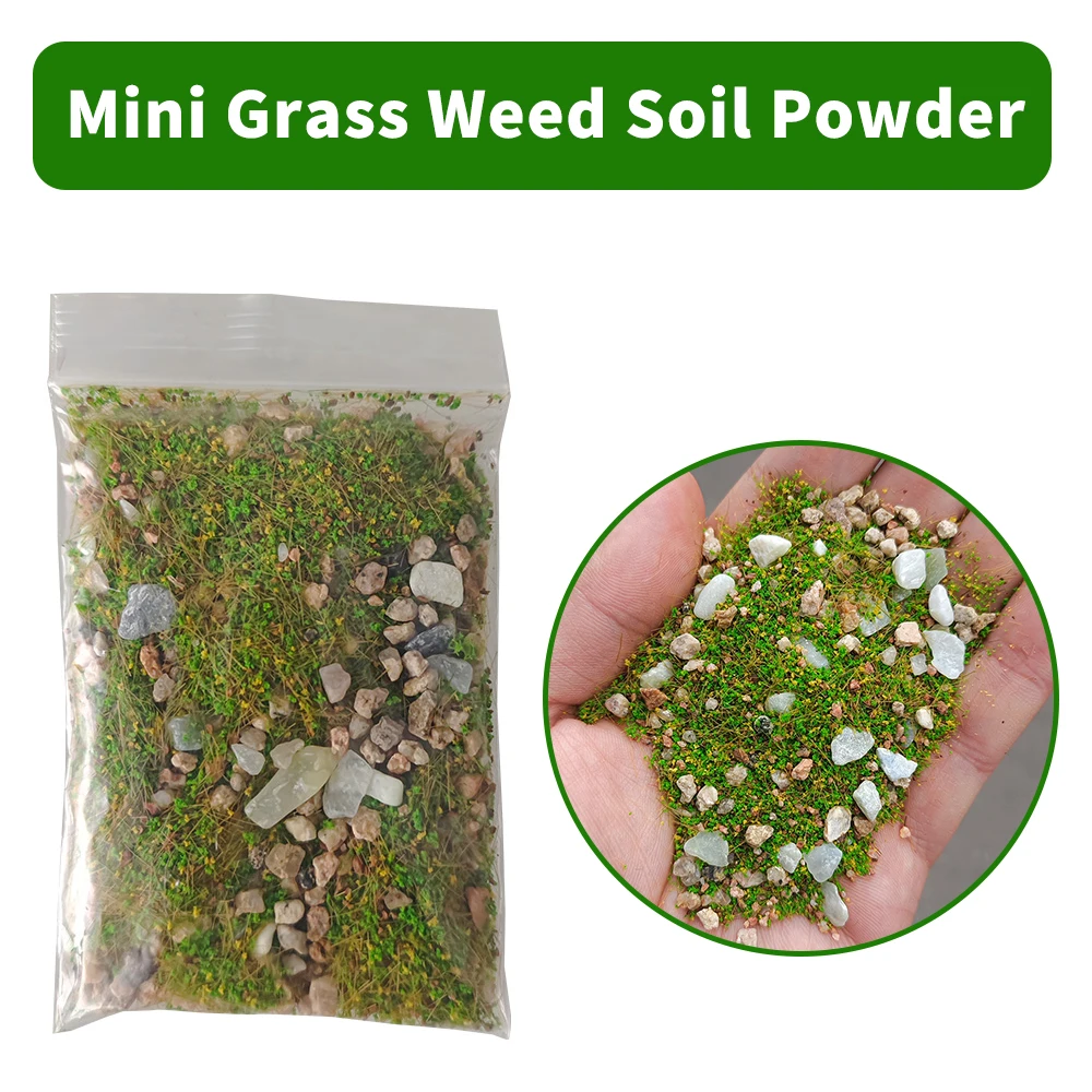 1.058 oz/saco modelo diy misturado com pó de grama de pedra, simulação de gramado, mesa de areia layout de paisagem em miniatura com vegetação de pedra