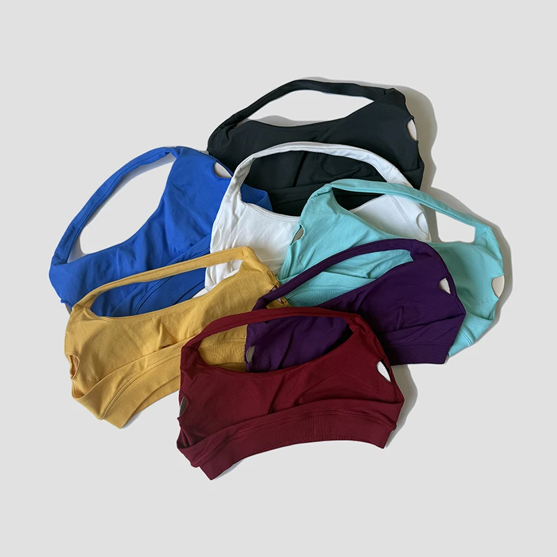 

Women Seamless Halter Sports Bra Support Push-up Open Back Activewear Gym Tank Top Fitness Yoga Workout Brassiere