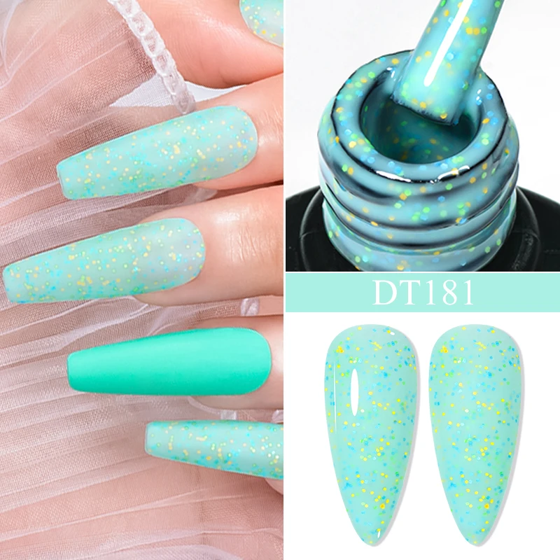 MEET ACROSS 7ml Cheese Glitter Gel Polish For Nails Color Grit Series Sequins Effect Nail Art UV LED Gel Varnish Spring Manicure