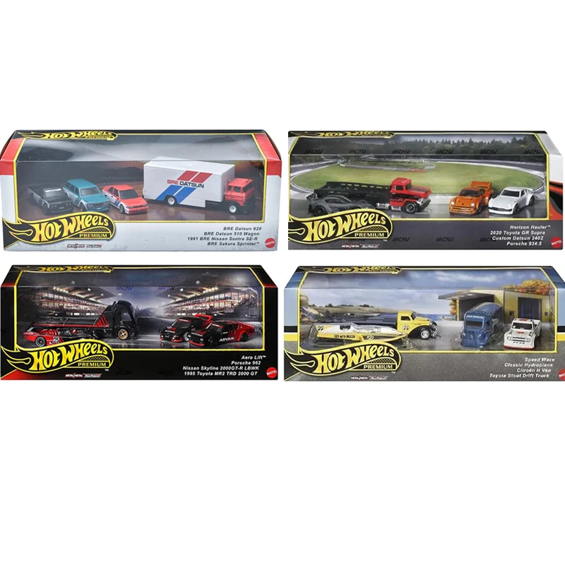 السفينة الآن Hot Wheels Premium Box Collector Display 2025 Set 4-Pack Nissan Datsun Advan Supra مقياس 1:64 نموذج سيارات جديدة في المخزون