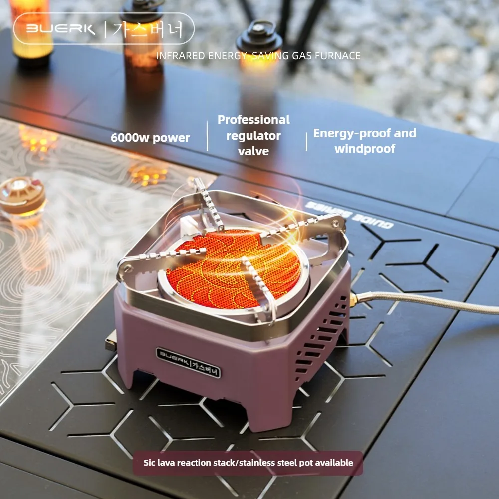New 4000W Outdoor Infrared Stove Energy Conservation High Firepower Camping Stove Split Type Furnace Windproof Stove Head