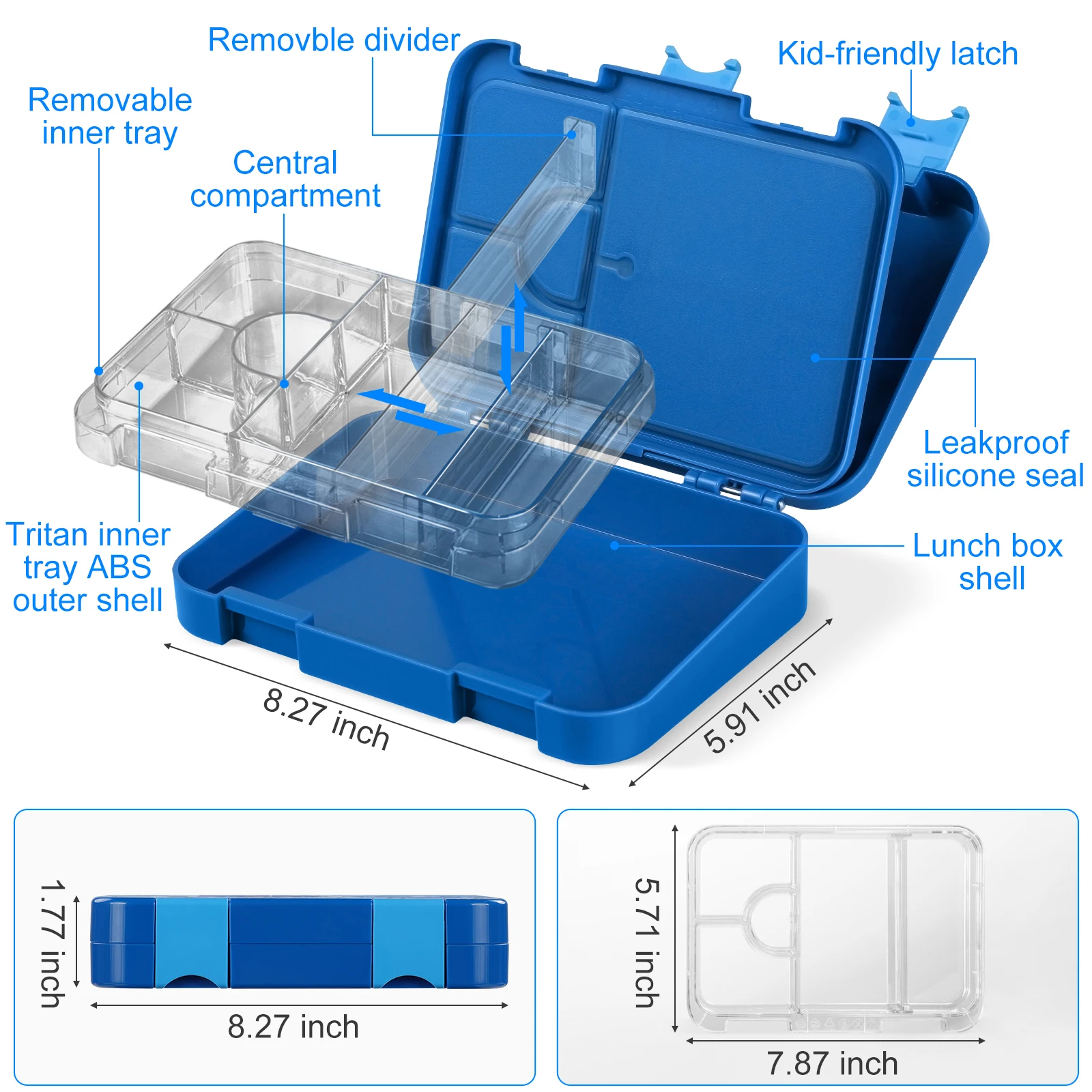 AOHEA Bento Lunch Box for Kids: BPA Free Kids Bento Box Toddler Lunch Box for Daycare or School