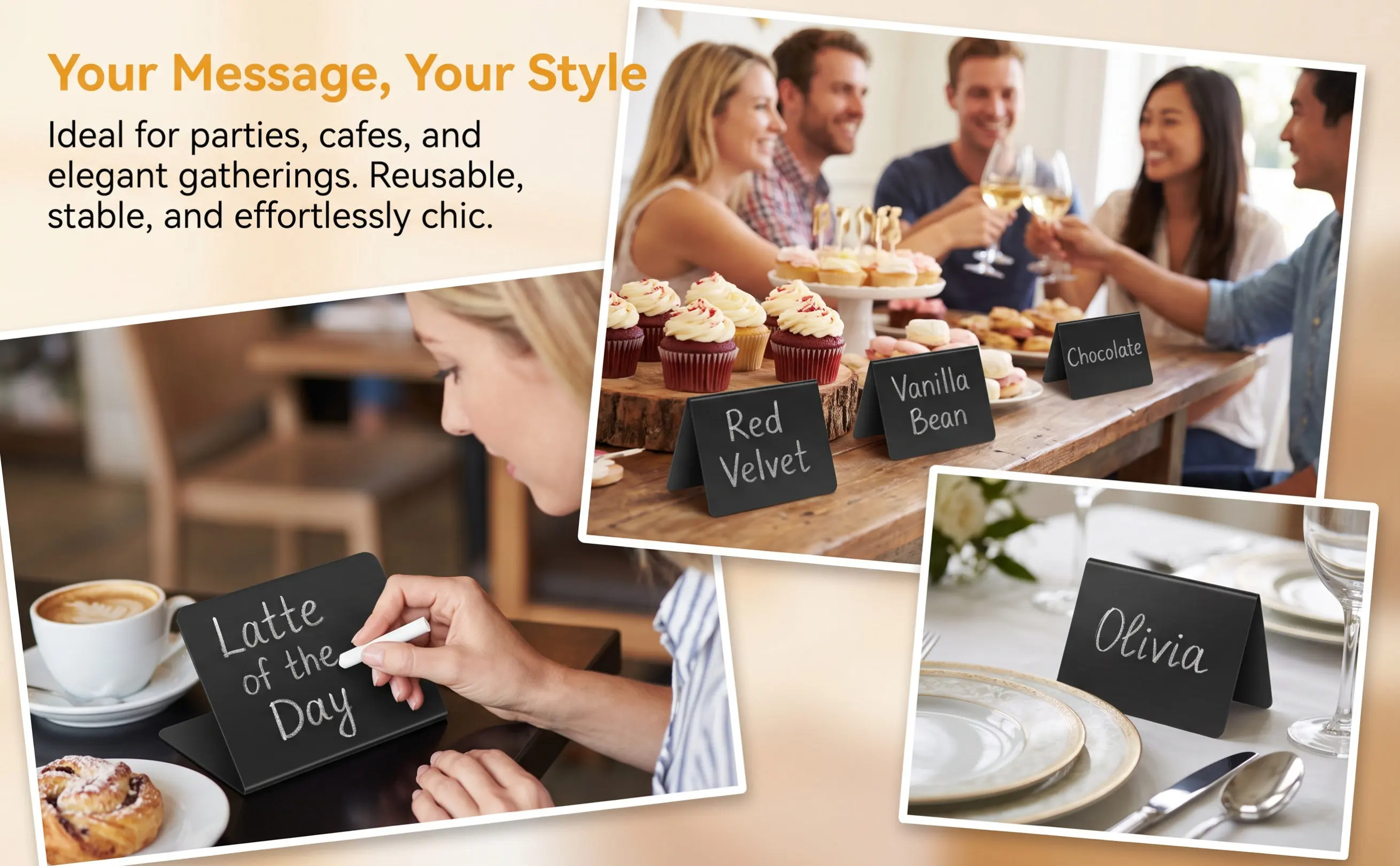40Pcs Chalk Board Mini For Food Display Small Business Chalkboard Signs Sturdy PVC Stand Dish Catering