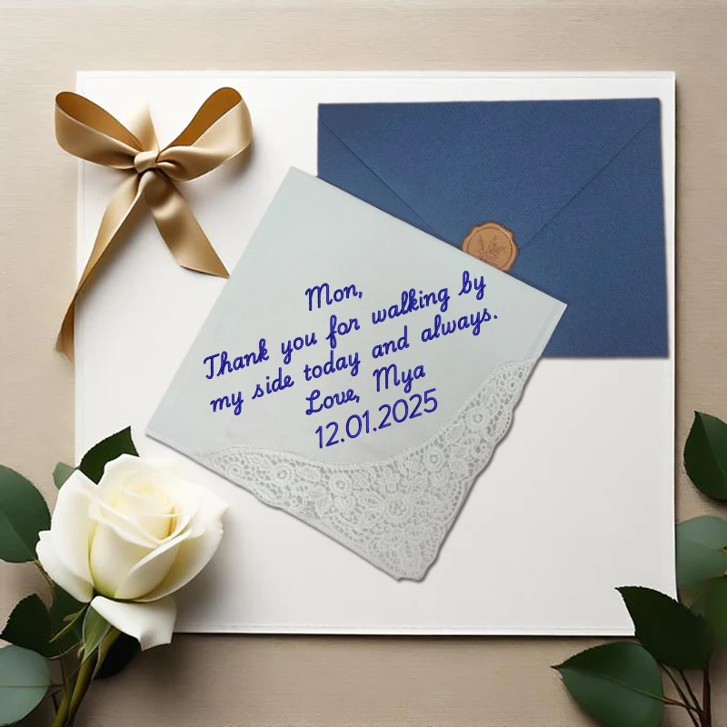 منديل الزفاف - شيء أزرق للعروس في يوم الزفاف - حفلات الزفاف Hankie #2