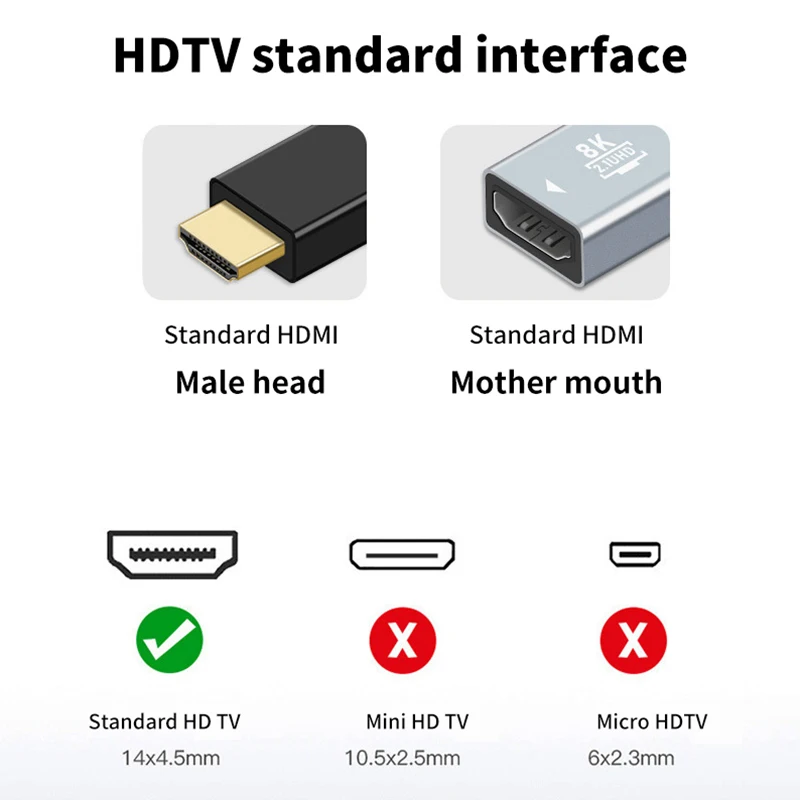 UV00I HDMI-Compatible 2.1 Female To Female Adapters Video Cable Interface Extension Converter 60HZ 8K Extender For TV Box HDTV