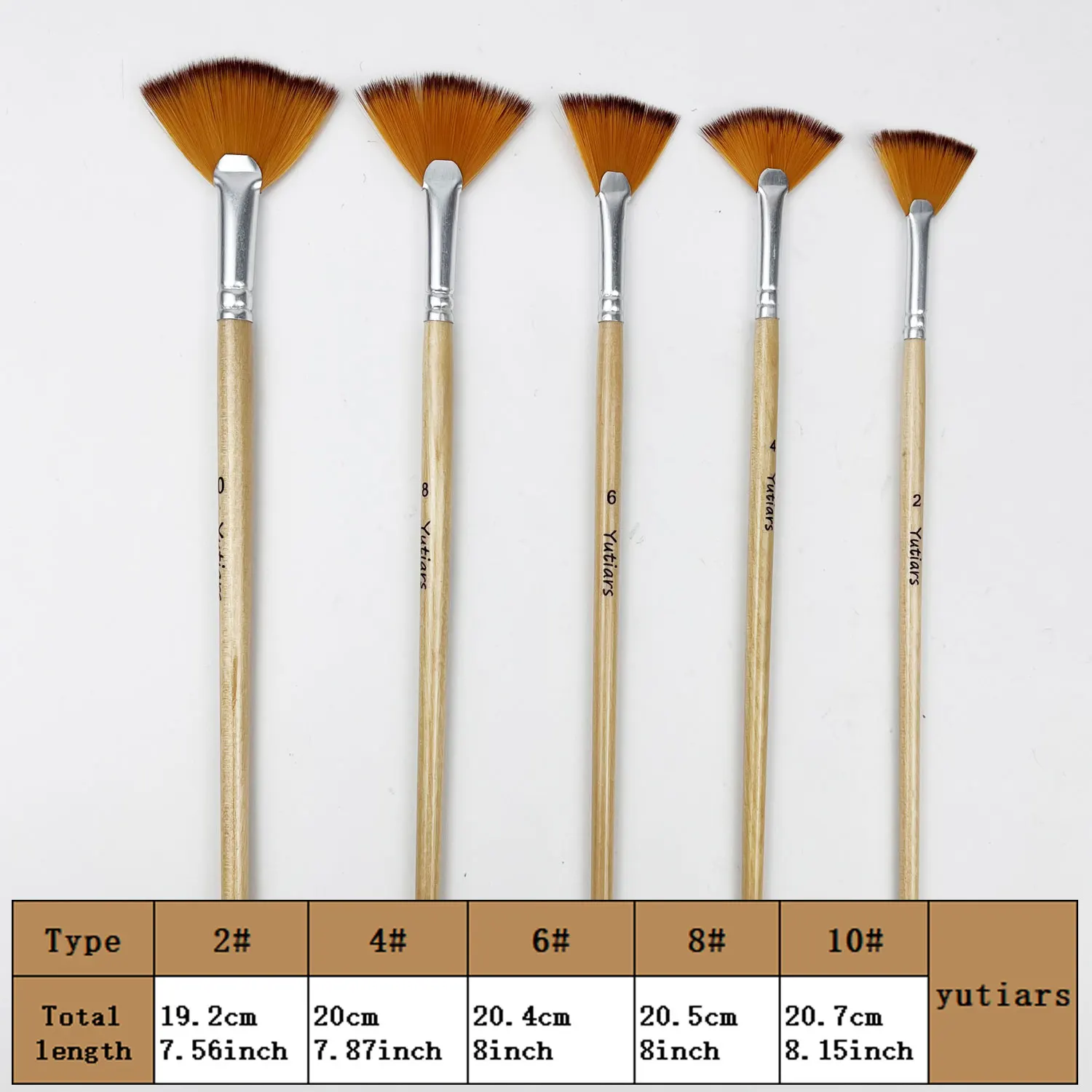 5/10Pcs Professional Fan Paint Brushes Set Soft Nylon Bristles Wooden Handles for Acrylic Watercolor Oil Gouache Painting