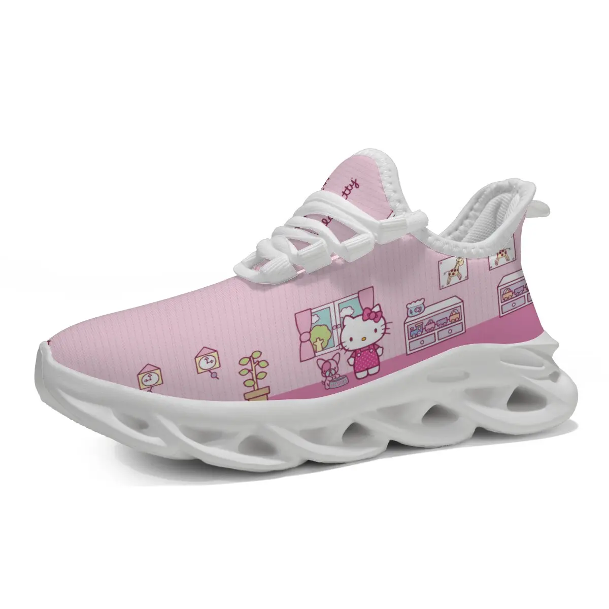 

Pink Cartoon Hello Kitty Running Shoes Disney Girls Running Shoes Cartoon Breathable Anti Slip Trendy Kids Sneakers