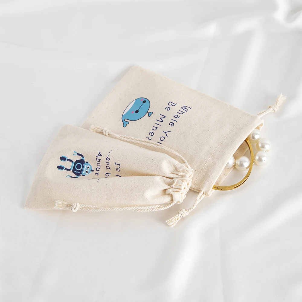 5 Stück Schmuckbeutel mit Kordelzug aus Musselin-Baumwoll-Canvas, Valentinstag-Geschenkbeutel für Süßigkeiten, Geschenke und Leckereien, Tasche für Kinder und Jungen, Partygeschenke – Detail 9