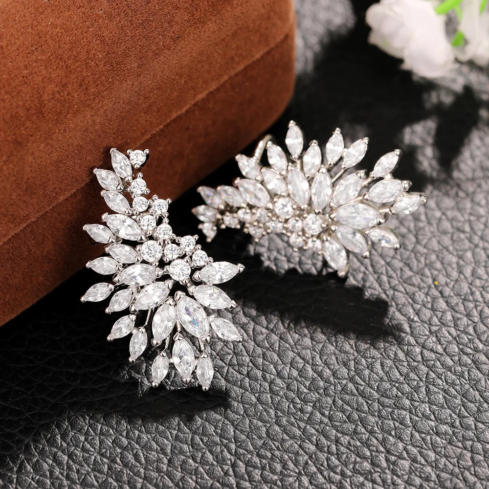 Cross border hot selling full diamond angel wings, zircon women's earrings, personalized design and versatile earrings