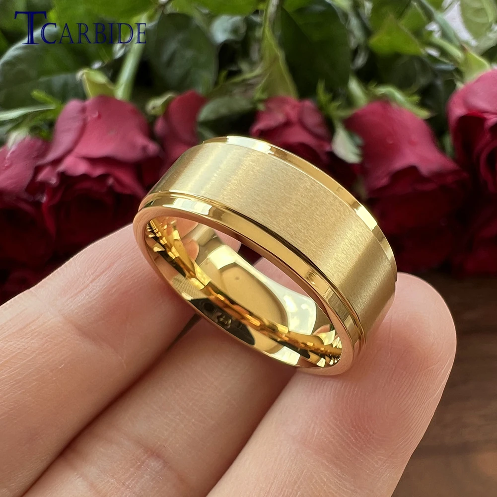 Dropshipping 8mm Classic Stainless Steel Ring Engagement Wedding Bands For Men Women Stepped Brushed Fashion Jewelry