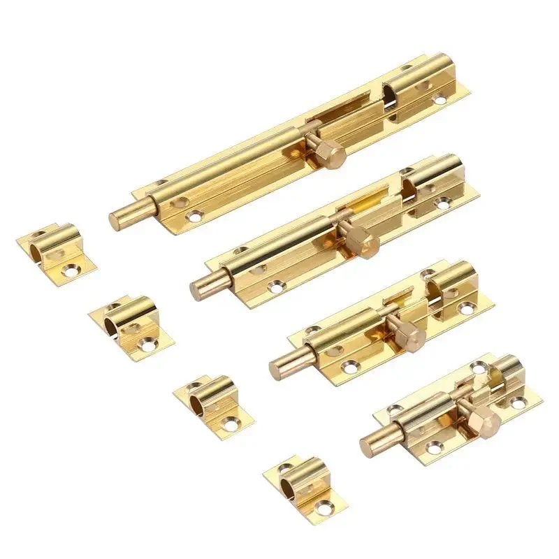 1.5/2/3/4 Inch Long  Home Security Sliding Locks Brass Door Slide Bolts Latch Lock Gate Safety Bolt Hasp Staple