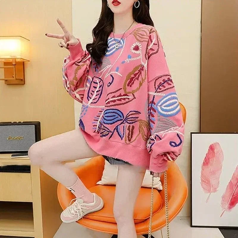 Casual Sweatshirt Loose Clothes for Women Crewneck Streetwear Shirt Korean Fashion Graphic Women\'s Tops Anime Aesthetic Pullover