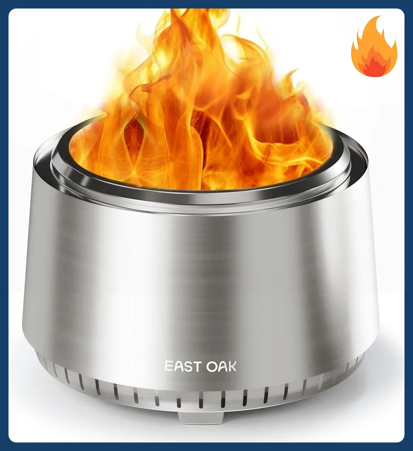

[Discounted Price!]Fuoco Smokeless Fire Pit 21'' for Patio and Outdoor, Stainless Steel Firepit Wood Burning Fireplace with Carr