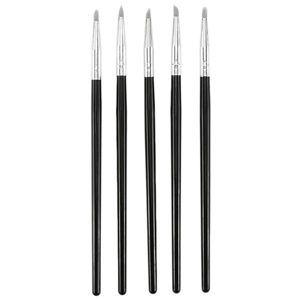 

5pcs White Silicone Pen for Painting Clay Watercolor Drawing Sculpting Tools Black Color Creative Supplies