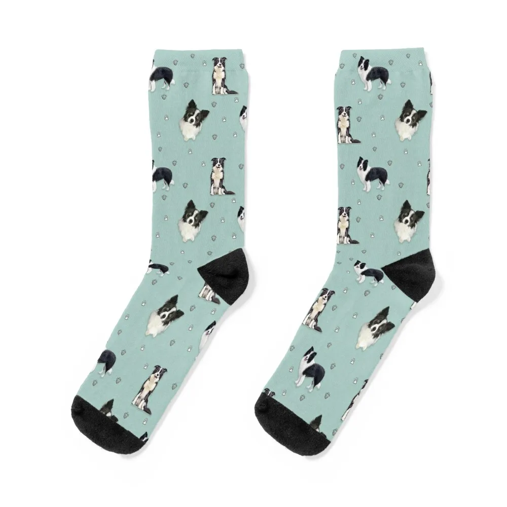 

collie pattern blue painting Socks winter thermal luxury kids compression Socks Ladies Men's