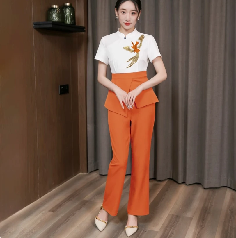 Vêtements de travail d'esthéticienne pour filles, nouveaux vêtements de massage pour hôtel de massage des pieds, ensemble de costumes de technicien de club de spa de santé de bain de pieds haut de gamme