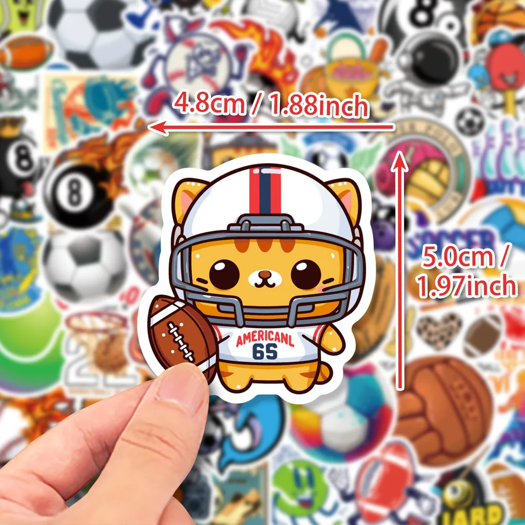 50Pcs Mixed Ball Sports Stickers, Baseball Football Basketball Billiards Decals, Waterproof Stickers Giajar Sticker Store