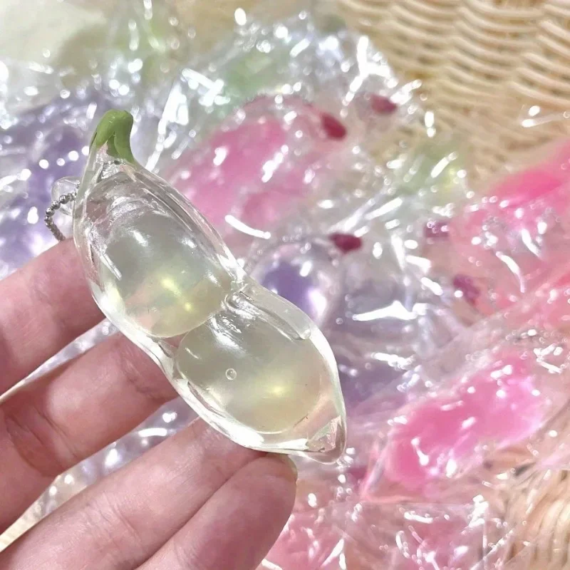 Porte-clés à presser en forme de haricot coloré, jouet Squishy en soja pour cueillette de la peau, dosette de pois, soulagement sensoriel du Stress, jouets cadeaux de fête, 1/3 pièces