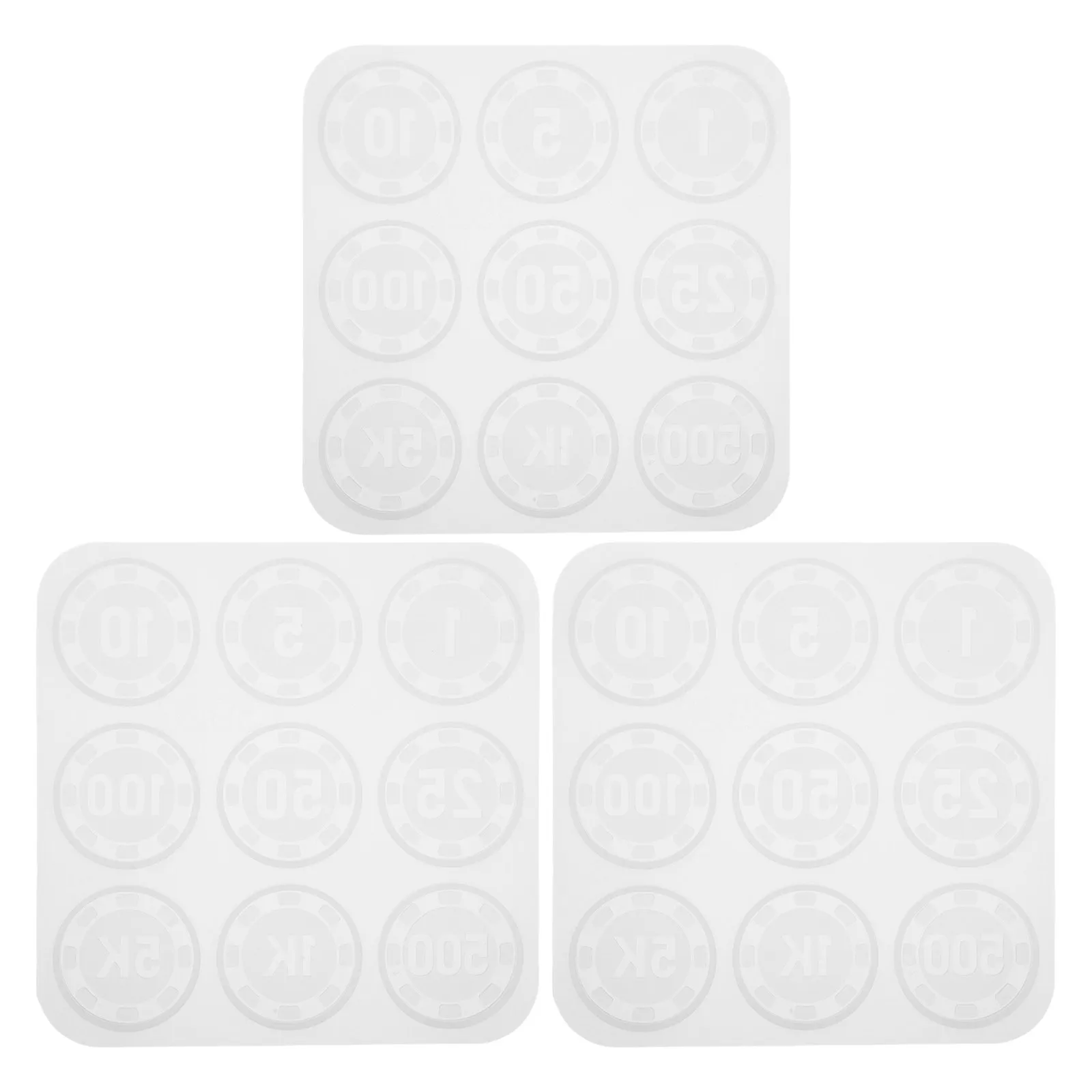 

Набор из 3 силиконовых форм для покерных фишек, многоразовые формы для игровых жетонов из эпоксидной смолы для вечеринок и развлекательных проектов