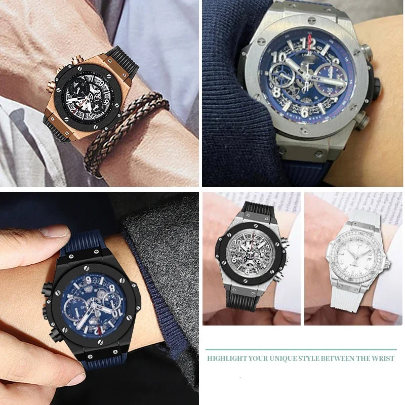 Siliconen Rubberen Horlogeband Voor Hublot Big Bang Zwart Blauw Herenhorloge Band Gereedschap Waterdichte En Zweetbestendige Armband 26-19Mm