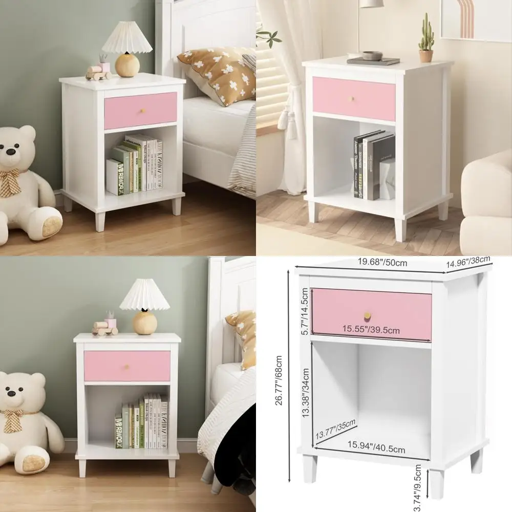

Многофункциональная белая прикроватная тумбочка с выдвижным ящиком и полкой для спальни, витрина, торцевой столик L