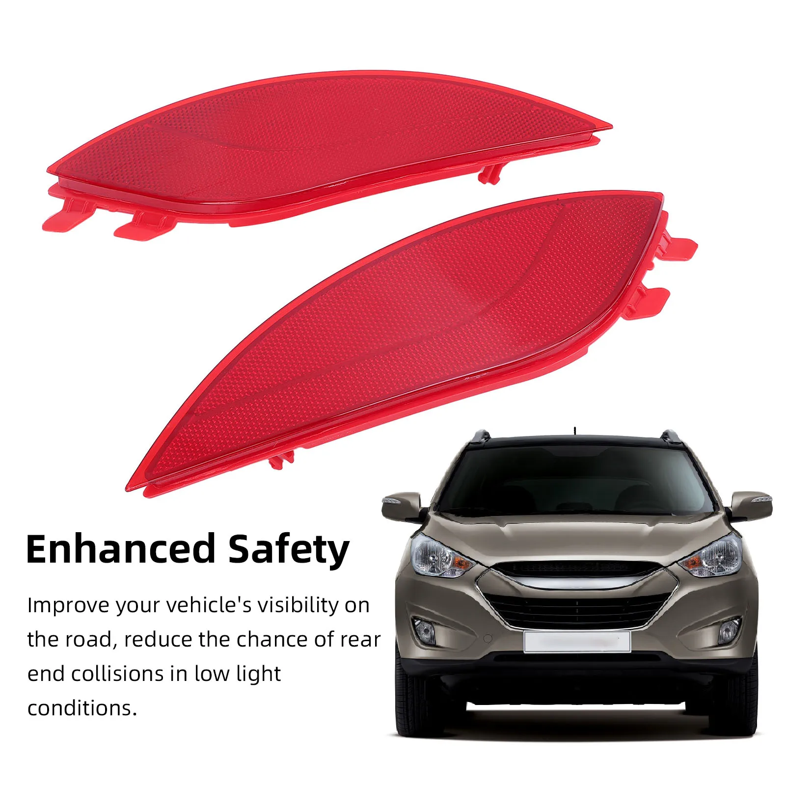 

1 Pair Rear Bumper Reflector 924062S100 Stylish Look Enhanced Safety Reflector Marker Trim for Tucson 2010 to 2015 924062S100