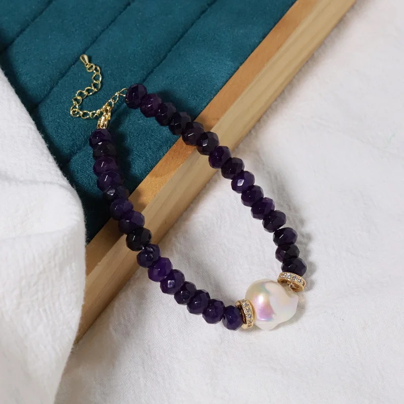 

Natural Freshwater Pearl Genuine Elegant Purple Bracelet Friends Accessories