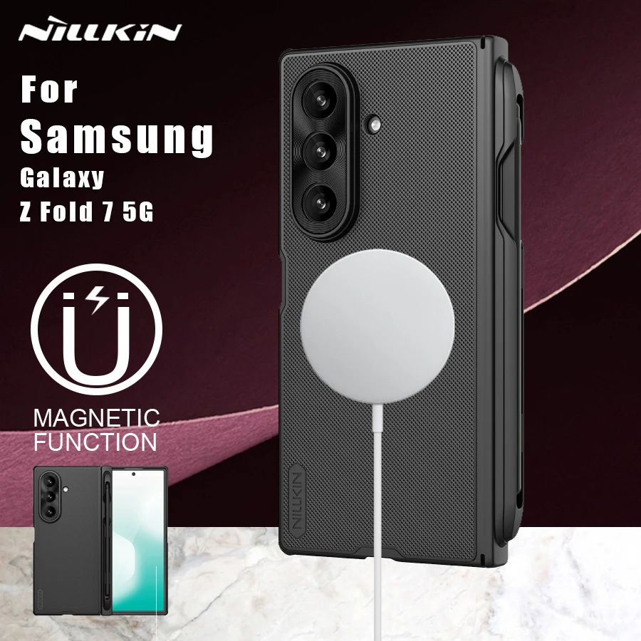 

For Samsung Galaxy Z Fold 7 5G Nillkin Case Super Frosted Shield Prop Magnetic with Customs S-Pen Version Protection Cover