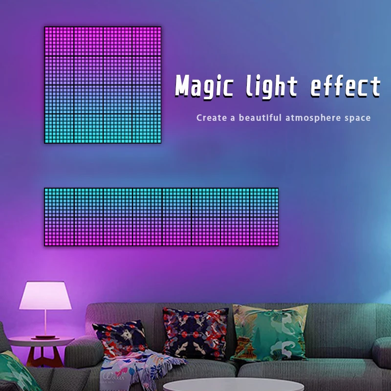 1 + 3 pixel screen smart application home wall-mounted decoration Diy text clock lighting model decoration