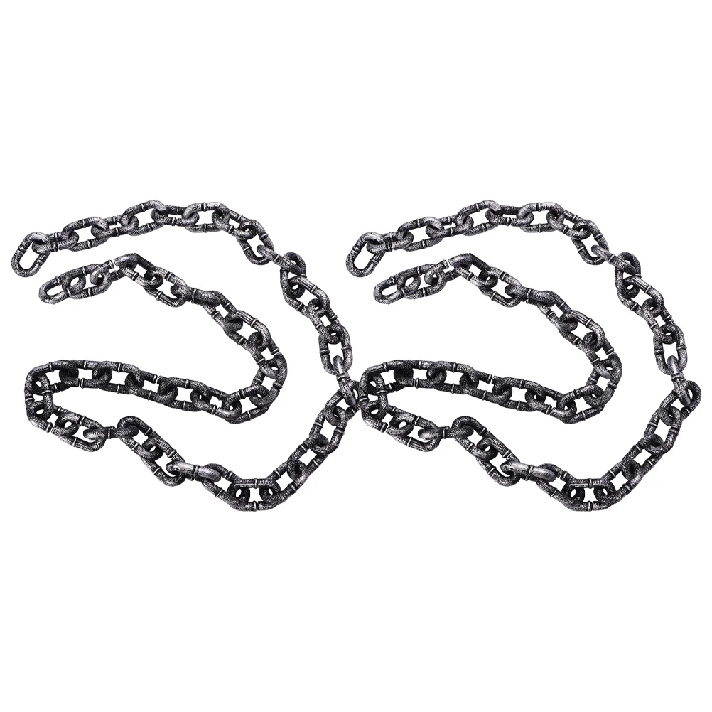 

2 Pcs Simulation Chain Plastic Links Prop Props Decor Fake Pp Halloween