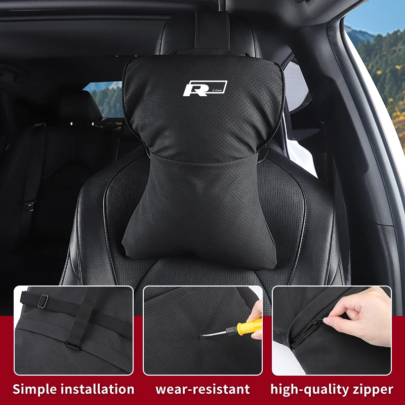 

Car Seat Headrest Neck Pillow Neck Support Protection Cushion For VW R LINE Golf 4 6 7 GTI Tiguan Passat B7 CC Jetta MK5 MK6