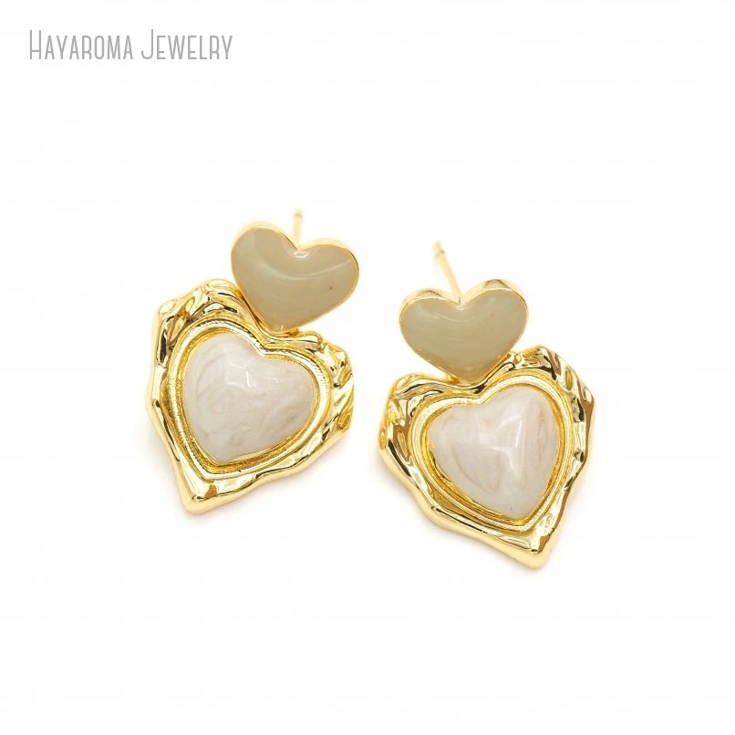 20Pcs Enamel Wholesale Gift For Her Metal Hearts Heart Shape Point Copper Gold Color Earrings ER53436