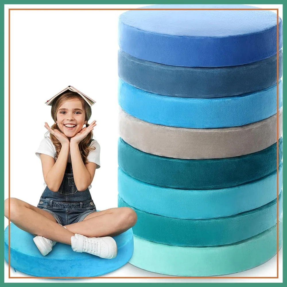 

8 Pcs Round Floor Pillow Cushions 15'' Soft Flexible Seating Chair for Classroom Reading Corner Playroom - Winter & Spring School Supplies