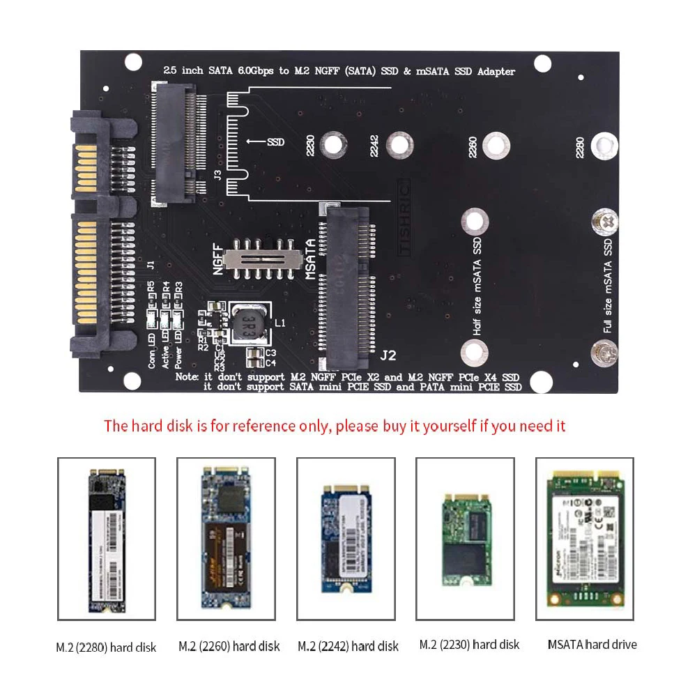 Tishrac M.2 NGFF Msata SSD do SATA 3.0 2.5 Adapter M2 PCI SSD konwerter karta rozszerzająca dla PC Laptop dodać na kartę do 6Gps