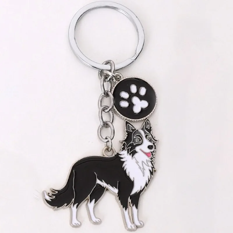 Pet dog dog paw Border Collie Keychain Keyring Pendant Women and Men Jewelry Gift
