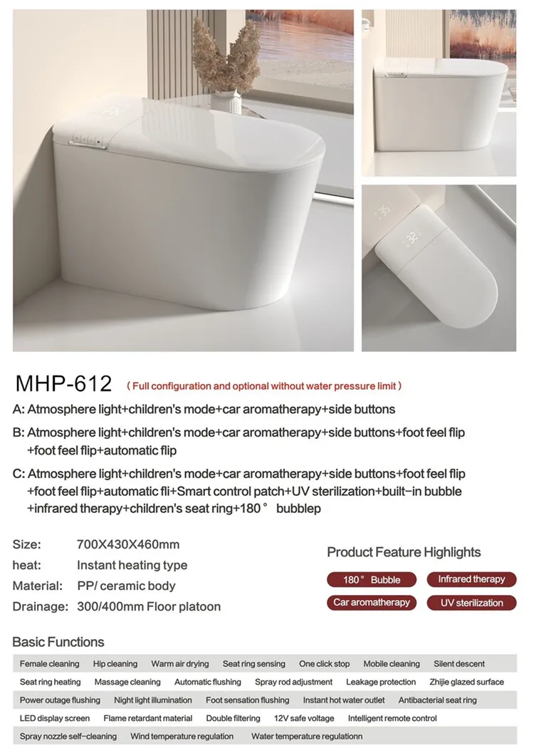 Chaozhou New Design Auto Washing Automatic Water Spray Smart Toilet for Bathroom - view 2