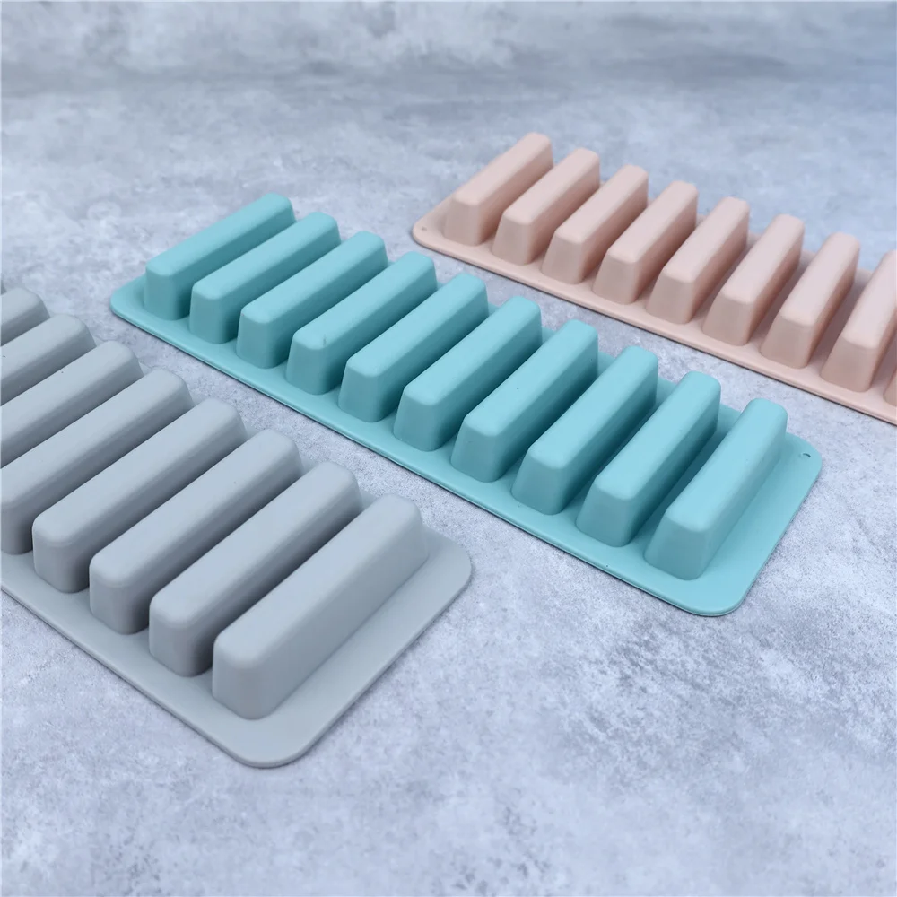 10 Holes Silicone Forms Long Strip Finger Biscuit Silicone Mold Oven Cake Puff Ice Cube Mould Tray Bakeware DIY Baking Tools