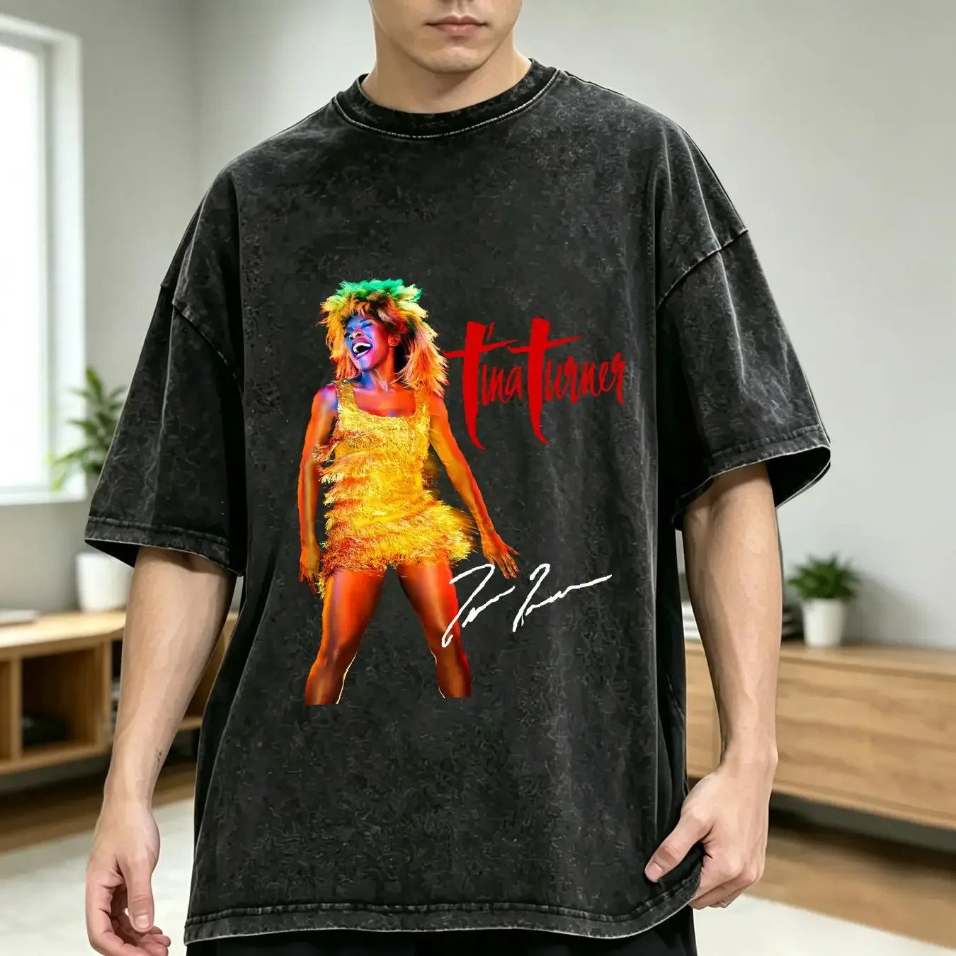 washed T Shirt Tina Tuner Signature All Size S To 4XL VN887 vintage Washed Soft designer clothes Breathable graphic Comfortable