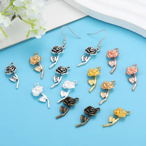 10 पीस 7 रंग गुलाब आकर्षण चाबी का गुच्छा बालियां पेंडेंट DIY आभूषण बनाने सहायक उपकरण निष्कर्ष 10*26 मिमी Q278 10 best sales गुलाब के आकर्षण - №6