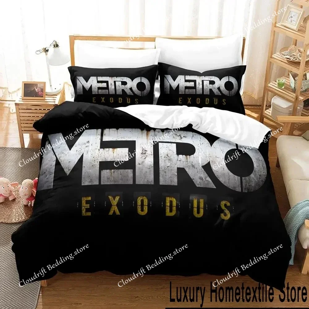 

3D Print Game Metro Exodus Bedding Set Duvet Cover Bed Set Quilt Cover Pillowcase Comforter king Queen Size Boys Adult Bedding02