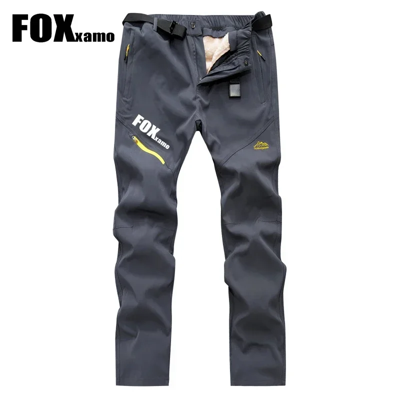 Foxxamo-Pantalones gruesos de lana para hombre, ropa de invierno al aire libre para senderismo, Trekking, Camping, escalada, ciclismo, impermeable