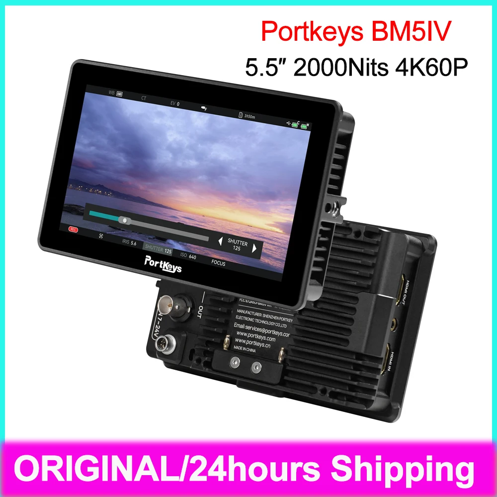 Portkeys BM5IV 5.5inch 2000Nits 4K60P Wide Color Gamut Camera Control Monitor Split-screen Monitoring Professional Recording