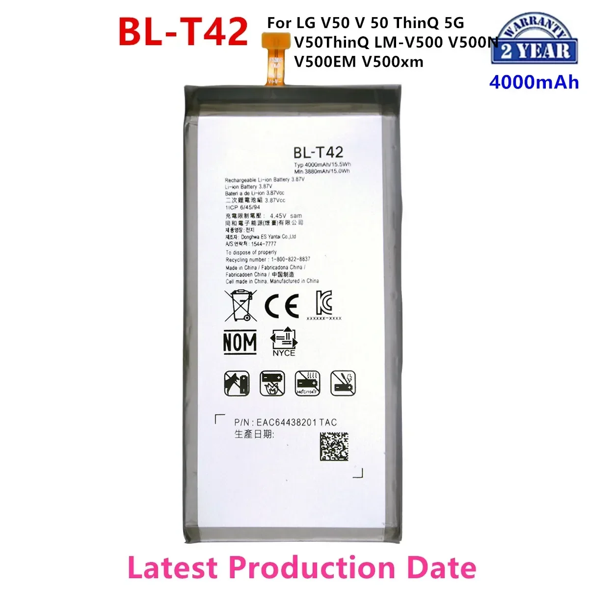 Original BL-T42 4000mAh Replacement Battery For LG V50 V 50 ThinQ 5G V50ThinQ LM-V500 V500N V500EM V500xm phone Batteries