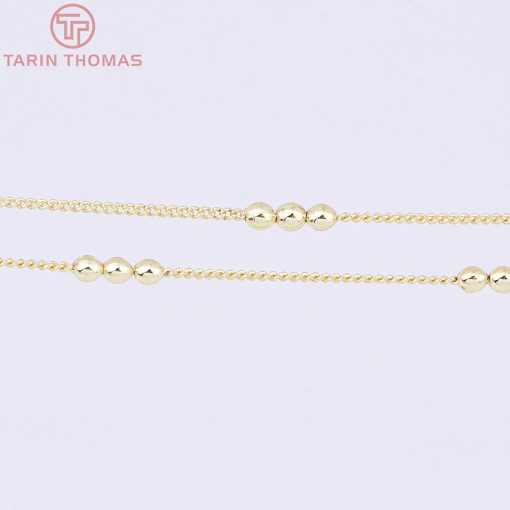 (6813) 2Meters Chain Beads 3MM 24K Gold Color Brass Chains for Necklace Bracelet High Quality Diy Jewelry Findings Accessories