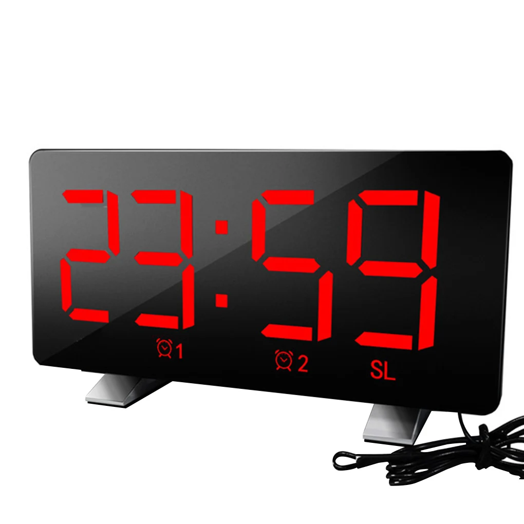 

Digital Table Clock FM Radio Snooze Mode Bedroom Hotel LED Display Alarm Clock with USB Port, Red Display